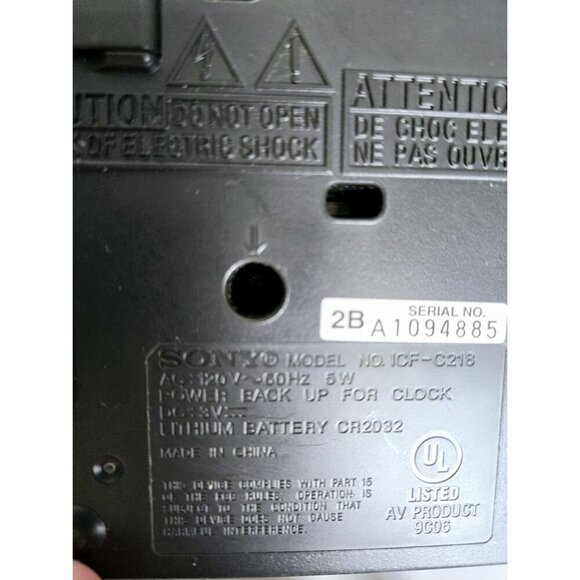 Sony Dream Machine Clock Radio Alarm ICF-C218 Black Works - Picture 5 of 7